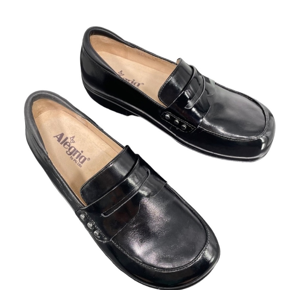 Alegria Taylor Black Waxy Penny Loafers Slip On Shoes Size EU40 US 9.5/10